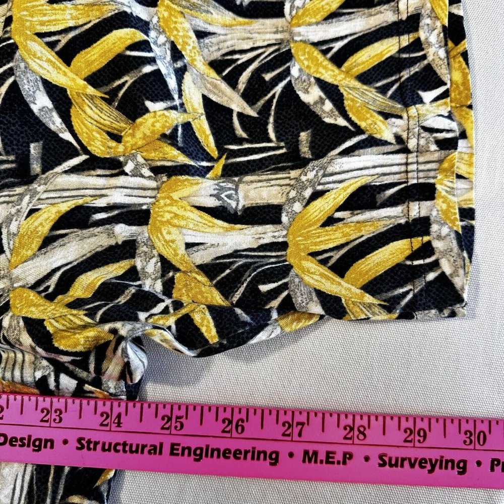 Bobby Jones Colleceion Polo XL Black Yellow Leafy Print Cotton Shirt Italy - Picture 3 of 8